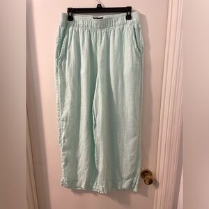TAHARI 100% LINEN MINT GREEN WIDE LEG PANTS Size Large